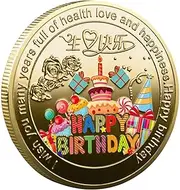 Cake Coin | Metal Art Coin,Cake Lucky Coin, I You Many Years Full of Health Love and Happiness, Commemorative Coin for Friends