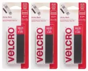 3~ VELCRO Hook & Loop Fastener Adhesive Sticky Back 3.5" x 3/4" Black 4 pk 90075