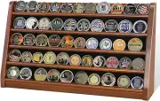 5 Rows Challenge Coin Holder Display Stand Holds 50 Coins for Wall Mount or Tabl