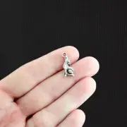 BULK 50 Wolf Charms Antique Silver Tone 2 Sided - SC1051