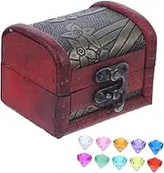 Toddmomy Antique Pirate Chest Gemstone Toys for Boys and Girls Wooden Treasure Box Small Box