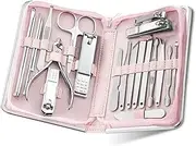 Home Tool Kit 11-26 Pcs Nail Clippers Manicure Set Stainless Steel Nail Cutter Scissor Tool Sets(Pink-21)