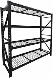 Luxsuite Garage Shelving Warehouse Racking System Rack 4 Tier Steel Adjustable Storage Shelves Industrial Commercial Organize Capacity 800KG Easy Assemble Black 2x2m