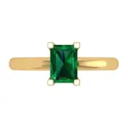 1 ct Emerald Cut Lab-Created Gemstone Soliaire Engagement Ring, Yellow Gold