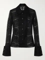 [A.W.A.K.E. MODE] A.W.A.K.E. MODE - Lace And Silk Shirt - Black - FR 36 FR 36 Black