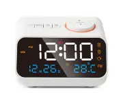 Alarm Clock Radio - Multifunctional LED Music Timing, Rechargeable FM Radio Alarm Clock (White)