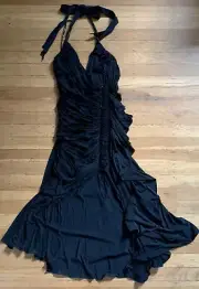 Donna Karan Black Draped Ruched Jersey Dress Size S New With tag org $2295