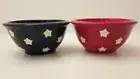 4th of July Terramoto Ceramic SMALL Appetizer Nesting Bowls Set of 2 Red Blue