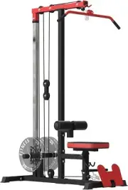 LAT Pull Down Tower Row Cable Machine Flip Up Footplate Pulley Station Home Gym
