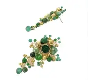 Handmade green stone earrings goldfilled