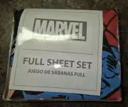 Marvel Comics Avengers Spider-Man Hulk Full Sz Sheet Set Flat Fitted Pillowcase