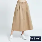 特降品↘EDOKATSU江戶勝 能面經典高腰長裙-女款 淺卡其 MIDI SKIRT #滿件享折扣