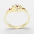 Solid 18k Yellow Gold Natural Ruby & Opal Womens Cluster Ring - Sizes 4 to 12