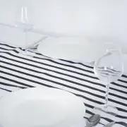 Black White Stripes SATIN TABLE RUNNER 12x108" Wedding Party Reception Linens