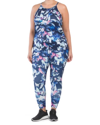 SPALDING Plus Size 1X, 3X Paradise Active Tank & Leggings Set NWT
