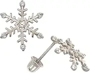[JewelryWeb] 14k White Gold CZ Simulated Diamond Star Screw Back Earrings 11x10mm Stud Earring for Women
