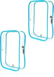 [CALYGO] 2 Packing Cubes Airline Approved Liquids Bag 1 Quart Clear Travel Bag Tsa One Quart Size Long Flight Must Haves for International Airport Airplane Travel Essentials for Women Men for Flying Blue, Sky