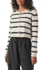 Splendid Rowena Stripe Crop Cardigan in Moonstone/Lead at Nordstrom, Size Small