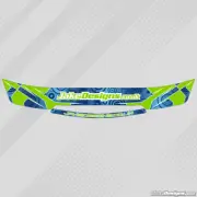 JakeDesigns HELMET VISOR STICKERS/STRIPS in Hot Green & Chrome Blue KARTING