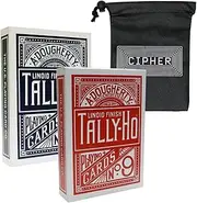 Tally Ho Circle Back Playing Cards - 2 Deck Set Red and Blue Plus Cipher Card Bag