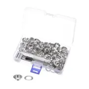 Grommet Kit 100 Set 10mmx17mmx6mm Copper Grommets Eyelets with Tools Silver Tone