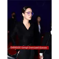 在飛比找ETMall東森購物網優惠-OVERSIZE！lauv六公主鞏俐同款太陽眼鏡大框方形金屬