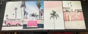 4 Piece 8x10 Canvas Prints Cool Beachy Vibes Surfing Palm Trees VW Bus New