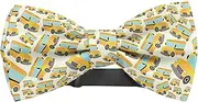 [KAWAMOUSE] Adjustable Pre-tied bow tie for toddler Boys (School Bus Pattern) Elegant Cute Bowties for Dogs Cats Pets, Pattern as Shown