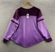 Torrid Sweatshirt Top Womens 00 Purple Relaxed Cozy Fleece Varsity Drop Shoulder