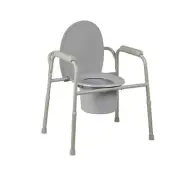 Folding Commode Chair Fixed Arm Steel Back 4 Count