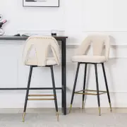 2x Velvet Bar Stool Gold Metal Legs Barstool Kitchen Nailhead Dining Chair