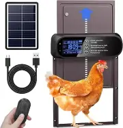 Automatic Chicken Coop Door Solar Powered, LCD Screen with Timer & Light Sensor