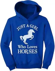 [Tstars] A Girl Who Love Horses Horse Lover Gift Youth Hoodie Medium Blue