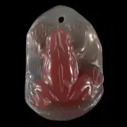 BD11525# Hand Carved Unique Frog Red Chalcedony Pendant Bead Gemstone