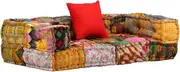 'vidaXL Fabric Modular Pouffe - Comfortable 2-Seater Sofa with Unique Multicolour Patchwork Design and Accent Pillow Included