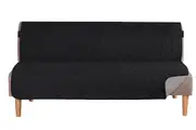 Sofa Slipcover Water Resistant Sofa Cover Reversible Quilted Armless Furniture Protector with Elastic Straps-Black