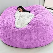 HHCTEBEC Stuffed Animal Storage Bean Bag Chair Cover Giant Bean Bag Chair Cover (No Filler) Adult Soft Fluffy Soft Beanbag Cover Lazy Sofa Cover for Living Room Bedroom Dorm Office,-5ft135×65cm