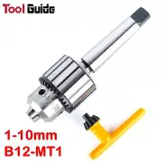 Hi-Quality Heavy Duty 1-10mm B12 MT1 Arbor Drill Chuck Key Morse Taper #1 Shank