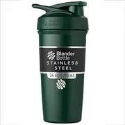 BlenderBottle Strada Shaker Cup Insulated Stainless Steel Water Bottle with Wire Whisk, 24-Ounce, Forest