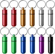12 Pieces Aluminum Pill Box, BetterJonny 7 Colors Waterproof Portable Pill Case Bottle Container Travel Medicine Pill Holderfor Outdoor Sports