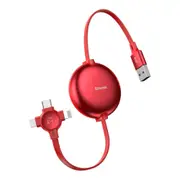 3 in 1 USB Retractable Cable for Iphone Android Type-c Expansion Data Line - Red