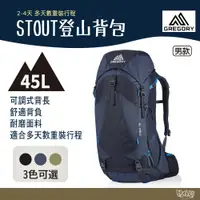 在飛比找蝦皮商城優惠-Gregory 45L STOUT 登山背包 茴香綠 幻影藍