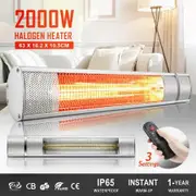 Electric Halogen Heater 2000W Outdoor Indoor Infrared Space Patio Room Bar Energy Efficient Warmer Instant Heat Strip Remote Wall Ceiling Waterproof