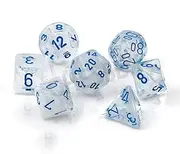 Chessex Polyhedral 7D Borealis Style Dice Set, Icicle/Light Blue (7 Piece)