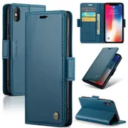CaseMe iPhone Xs Max Folio Wallet Case Cover Apple Side Closure XsMax [Blue]