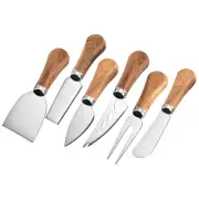 Cheese Knives 6 Set with Wooden Handle, Mini Steel Stainless Cheese knife set...