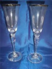 GORGEOUS 24% LEAD BOHEMIA CRYSTAL CELEBRATION GLASSES X 2 CZECHOSLOVAKIA