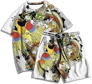 [DSAoTeng] Summer Men's Animal Dragon 3D Printed T-shirt and Shorts Set Hip Hop Two Piece Set Tracksuit Casual Sport Suit