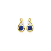 9ct Gold, Created Ceylon Sapphire & Diamond Earrings in Blue