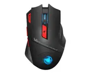 HXSJ T88 Charging 2.4GHz Wireless Gaming Mouse Colorful Backlight Turnover Design Adjustable 4800DPI - Black